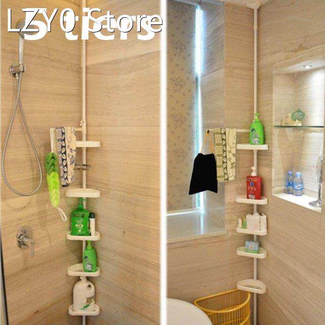 4/5 Tiers Telescopic Bathroom Corner Shelf Rack+Carbon steel