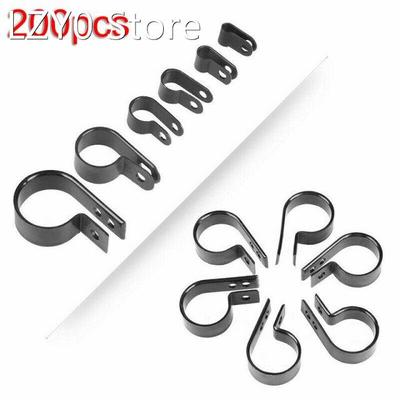 200 Pcs Cable Clamp Black Nylon Screws Plastic R-Type Clips