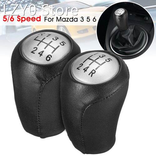 5/6 Speed Leather Gear Shift Knob MT Shifter Lever Headball