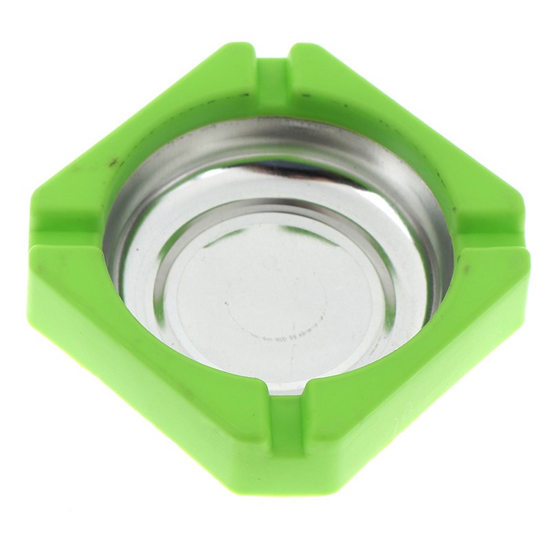 1pc Home Ashtray Plastic Stainless Steel Square Edging Ashtr
