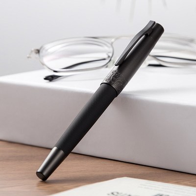 Hongdian 6013 Elegant black Metal Fountain Pen itanium Black
