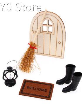 1/12 Dollhouse Christmas Door Carpet Broom Boots Set Dollhou