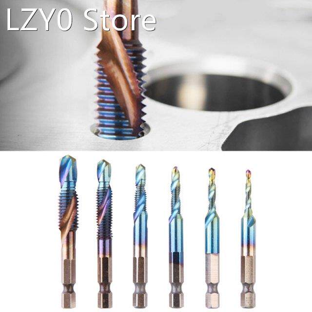 6 Pcs Hex Shank Metric Thread Tap Spiral Trapezoidal Drill B