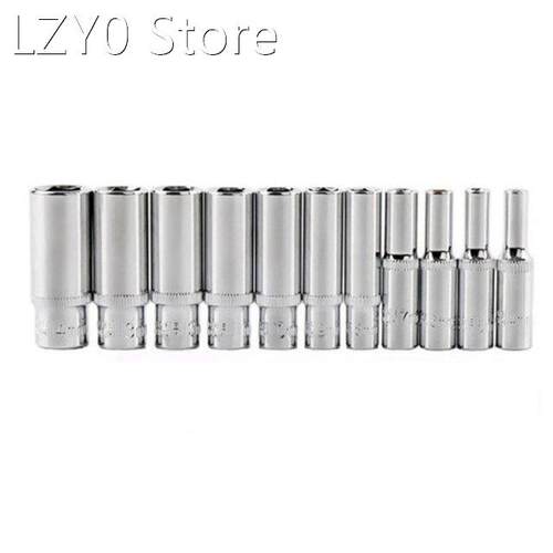11Pc 1/4 Socket Set Adapter Long Sockets 4-14mm Deep Socket