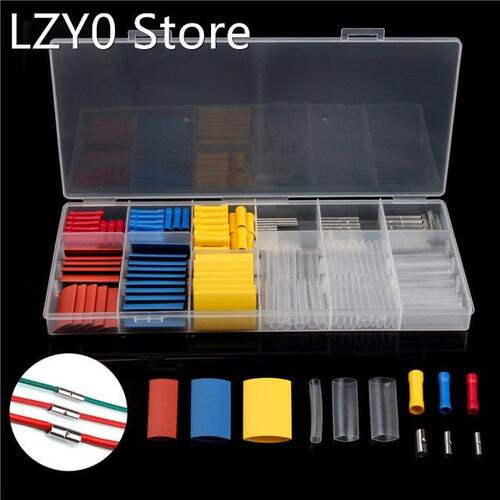 198 PCS Cold-pressed PVC Butt Terminals Connector+ Heat Shri