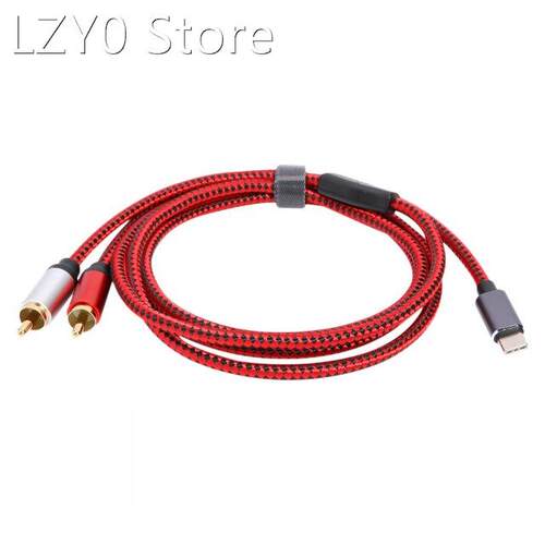 Type-C Male to 2 RCA Male Audio Cable 1 to 2 Y Connector Ada