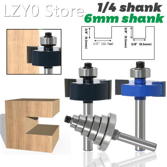 Rabbet Router Bit with 6 Bearings Set- 1/4 Shank 6mm shank