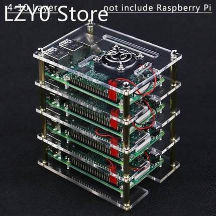 Raspberry Pi 4 Case 4 5 6 7 8 9 10 Layers Acrylic Case Box +