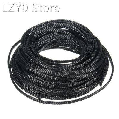 1pc Expandable Black PET Braided Cable Sleeving Sheathing Wi