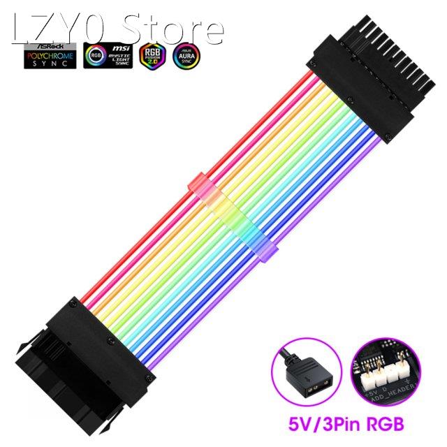 PSU Power Extension Cable RGB ATX 24Pin GPU 8Pin Triple Stre