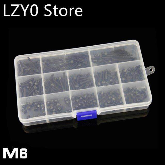 92PCS 12.9 Grade M6 Allen Hex Socket Cap Head Black Screw Bo