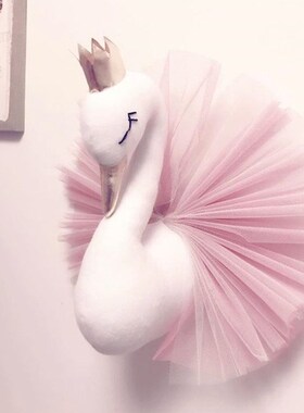Baby Girl Room Decor Plush Animal Head Swan Wall Home Decor