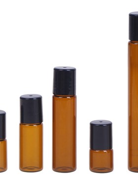 5pcs 1ml 2ml 3ml 5ml 10ml Amber Glass Roll On Roller Vials