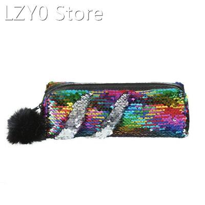 Reversible Sequins Hairball Pencil Case Fashion Large Pencil