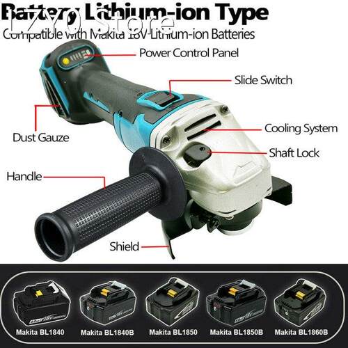 125/100mm Brushless Electric Angle Grinder Machine Home DIY