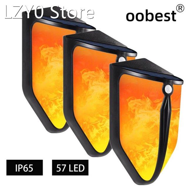 57 LEDs Flickering Solar Flame Lights Outdoor Waterproof LED