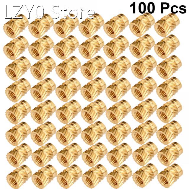 100pcs M3 M3*5.7-OD4.6 Thread Knurled Brass Threaded Heat Se