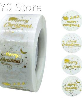 2022 New 500pcs Round Clear Merry Christmas Sticker Thank Yo