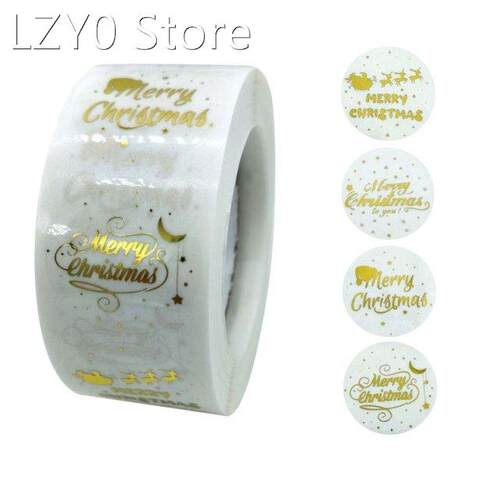 2022 New 500pcs Round Clear Merry Christmas Sticker Thank Yo