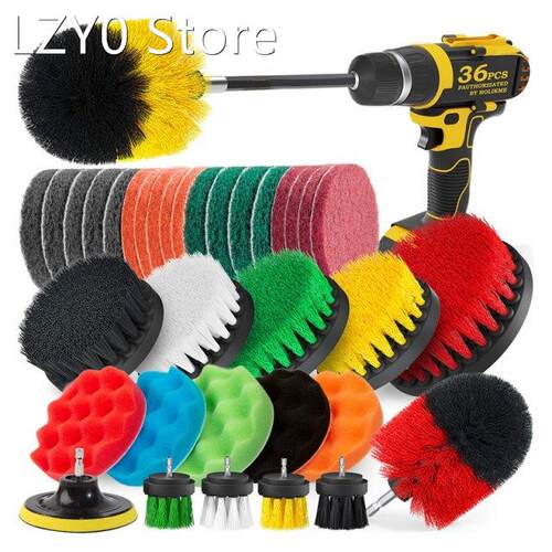 36Pcs Drill Brush Attachment Set Drill Brush with Extended A