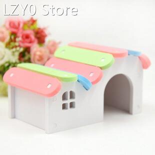 2022 New Wood Hamster Hideout DIY House Nest Play Hut Colorf