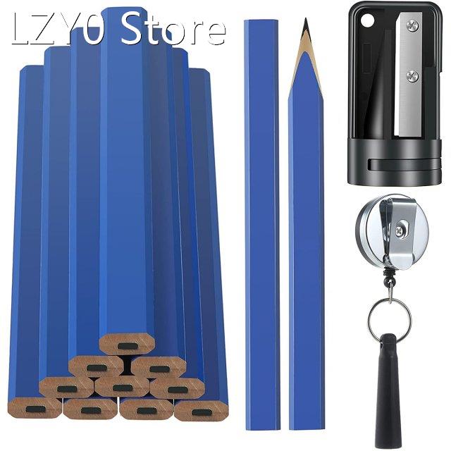 12 Pcs Professional Carpenter Pencils with Pencil Sharpener