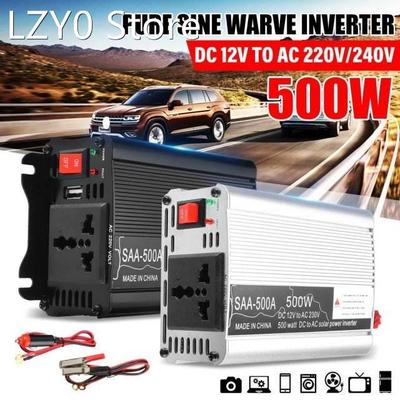 500W Portable Car Power Inverter DC 12V To AC 220V/240V Modi