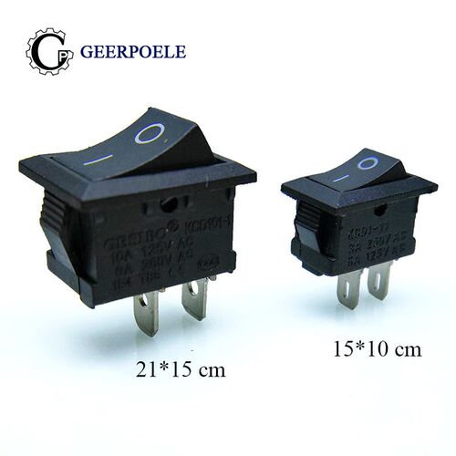 10 pcs/lot KCD1 2 Pin 250V 3A SPST Black Boat Switch 21*15/