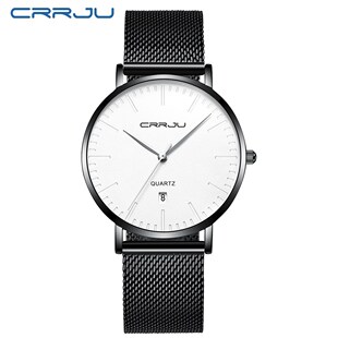 CRRJU Fashion Mens Watches Top Brand Luxury Blue Waterproof