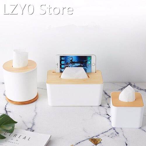 Wooden Plastic Tissue Box Solid Wood Napkin Holder Case Styl