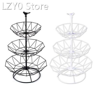 3 Tier Fruit Baskets Metal Wire Fruit Bowl Snacks Cake Stand
