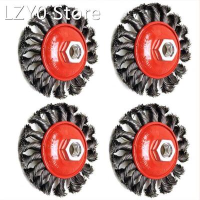 4 PCS 4inch 100mm Knotted Bench Steel Wire Brush Rust Remova