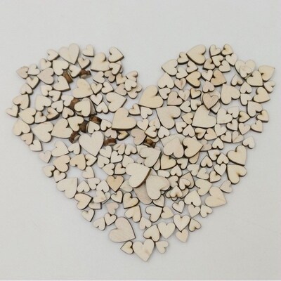 100pcs Heart Shaped Wood Log Slices  Wedding Crafts Embellis