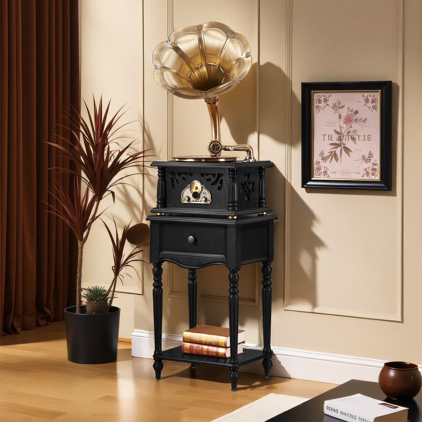 圣利纳法式客厅黑胶唱片机蓝牙实木音箱留声机音乐播放器音响摆件,影音电器,黑胶唱片机,淘宝优惠券,粉丝福利购,淘宝优惠卷