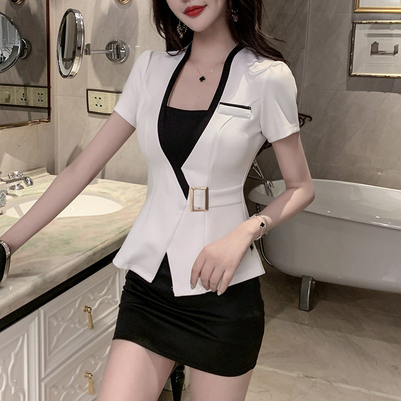 2021新款短袖酒店职业套装女秋季时尚西装裙工作服正装面试气质女