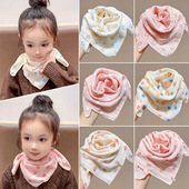 秋冬薄款 宝宝围巾女春秋季 女童方巾可爱宝宝纱巾围脖亲肤百搭