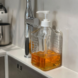 厨房好物|洗洁精分装瓶按压式水槽大容量玻璃瓶洗手液定量出液器
