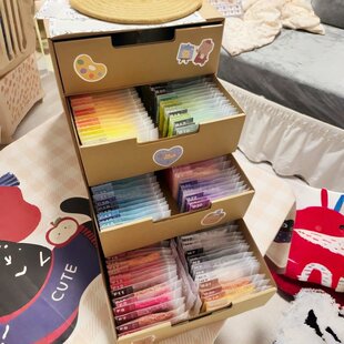 拼豆收纳抽屉自封袋加厚牛皮纸盒加厚盒整理颗粒分装大容量收纳盒