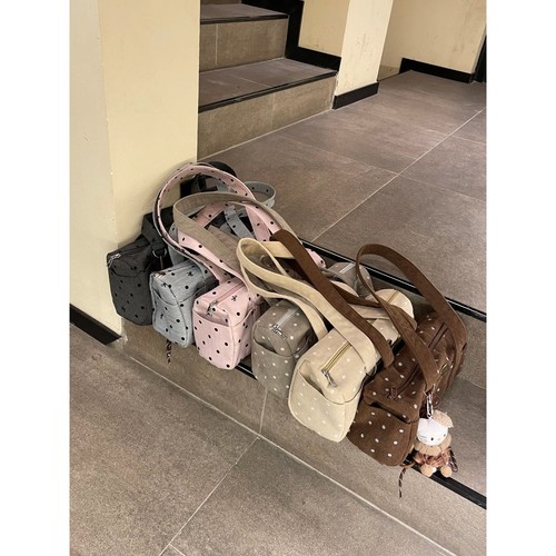 秋冬新款美拉德波点条绒大容量通勤手提包复古灯芯绒单肩托特包