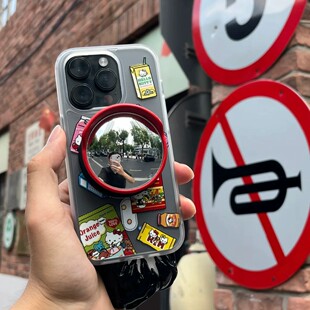 可爱广角镜创意手机装饰支架气囊胶粘支架便携随身镜拍照3d打印