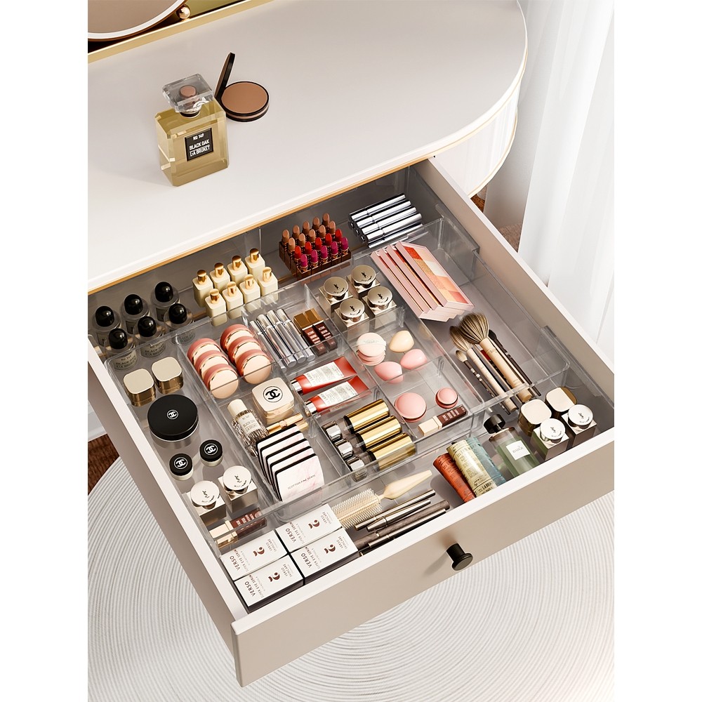 可伸缩抽屉分隔收纳盒化妆品口红整理厨房筷子勺子餐具内置分类
