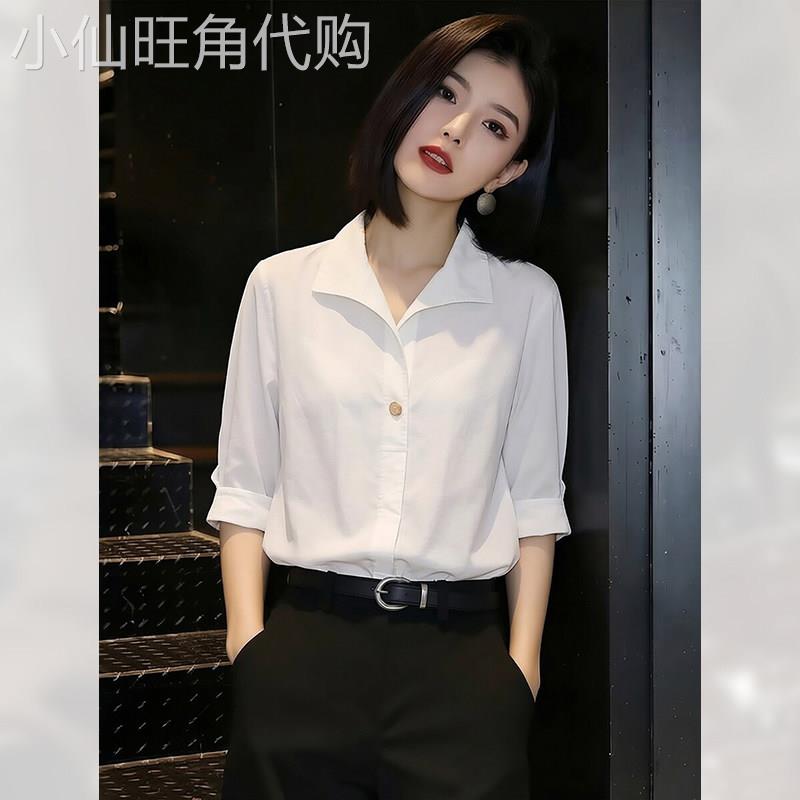 职业设计感短袖衬衫女装夏季2026年新款法式简约衬衣通勤小衫显瘦