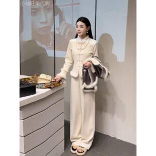新中式国风套装女冬季新款减龄绝美巨好看的小上衣阔腿裤日常汉服