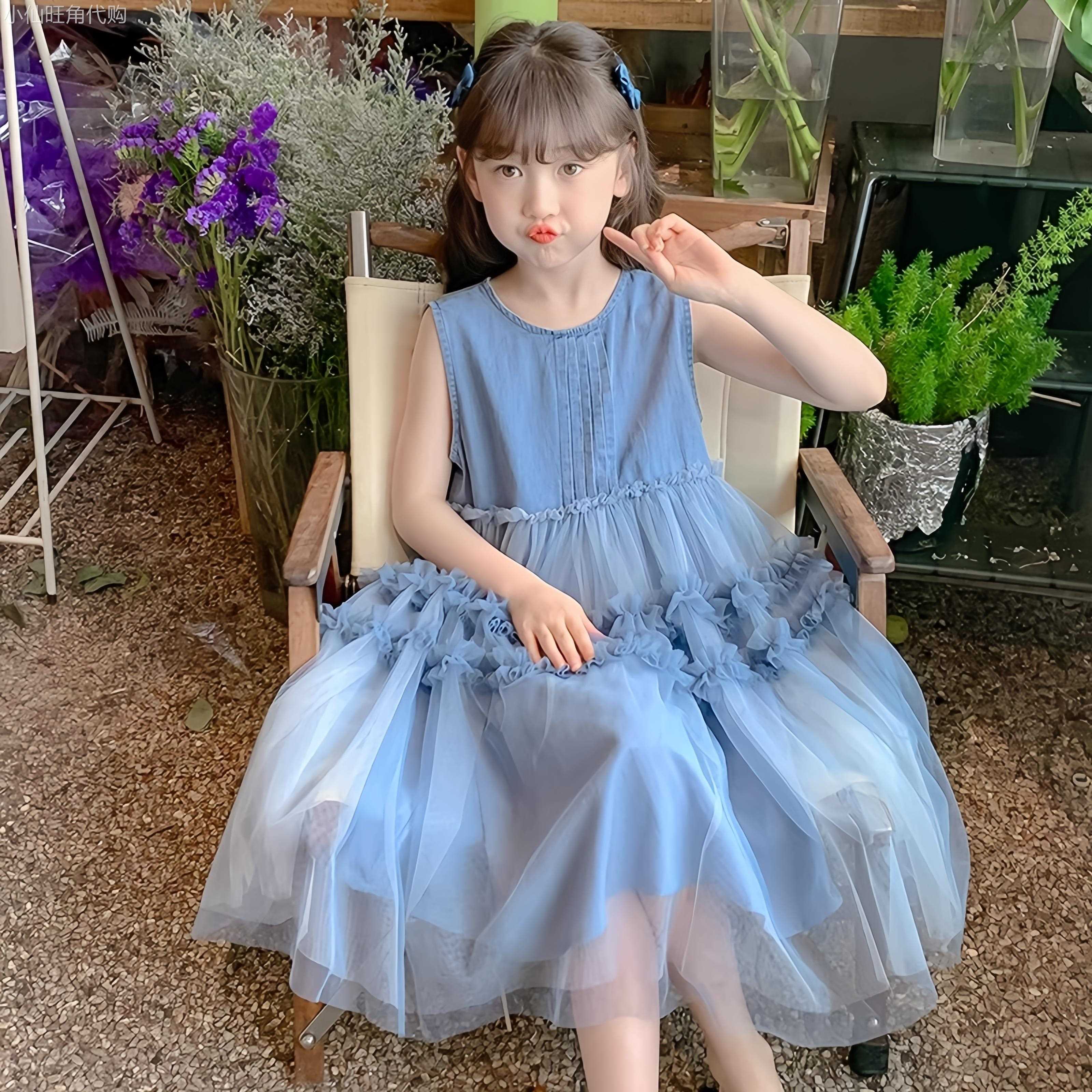 英国next kiss女童连衣裙夏装儿童2025新款女孩无袖网纱公主裙子