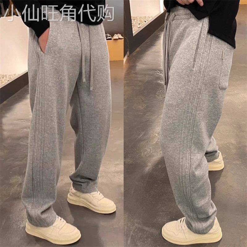 时尚品牌宽松天鹅绒运动裤男子的春季和秋季2025新直休闲裤弯刀阔