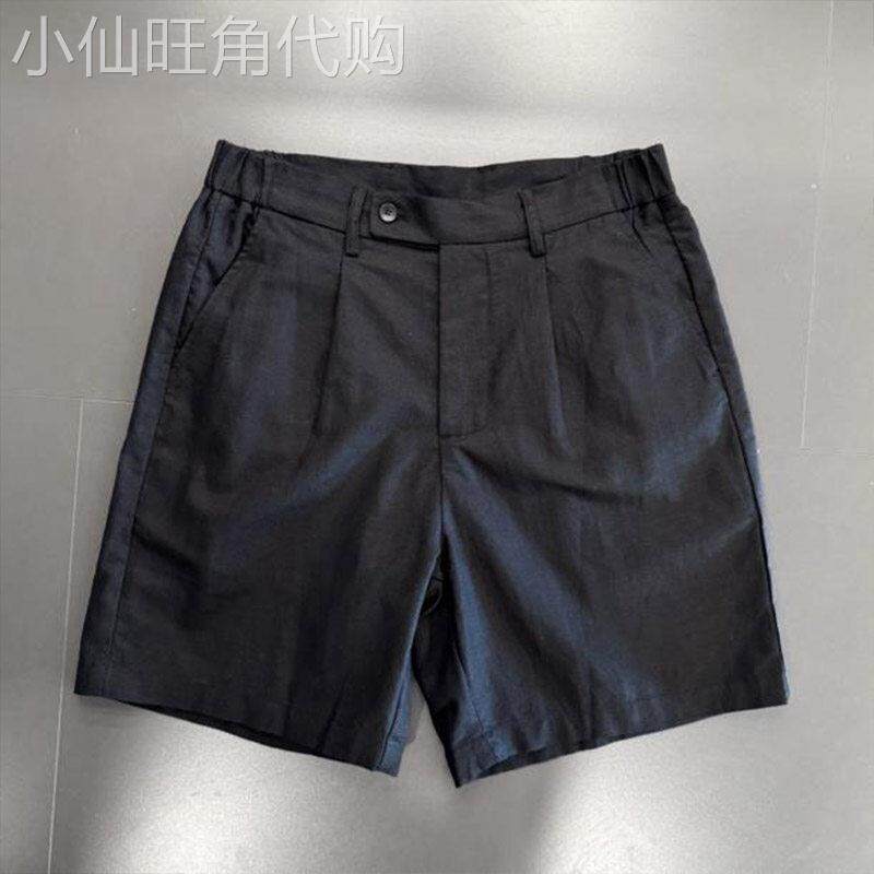 老钱风亚麻短裤男士夏季轻薄款透气商务通勤五分西裤宽松休闲裤子