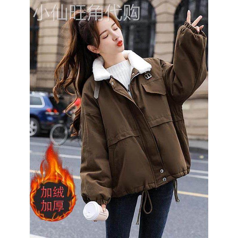 短款加绒加厚外套女2025年秋冬季新款爆款大码胖mm棉服工装派克服