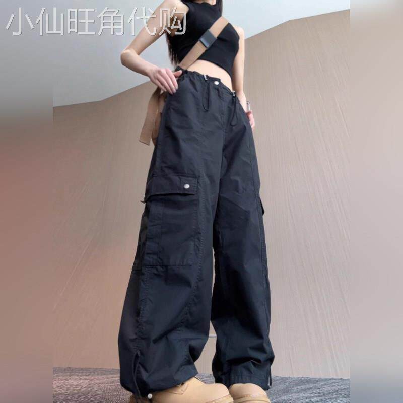 潮牌韩国高级感高街户外工装休闲裤女秋季大尺码胖mm宽松阔腿运动