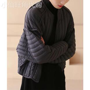 全球购日韩风90白鹅绒轻薄茧型羽绒服女款端女装冬季短款黑色冬装