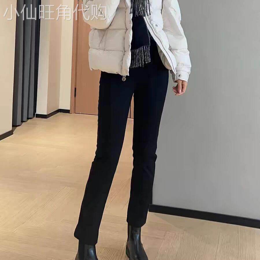 黑色烟管直筒牛仔裤女九分冬季新款加绒加厚小个子八分高腰法棍裤